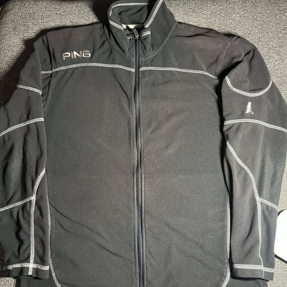 Black Ping Performance Golf Full Zip Up Fleece Mens Size M